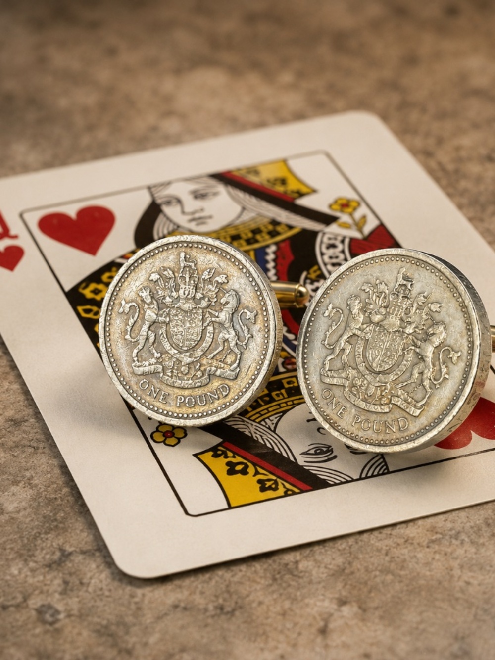 Genuine UK coin design cufflinks with the Royal Arms Lion & Unicorn crest